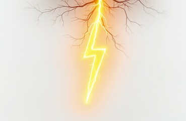 Poster - Isolated lightning strikes from tree branches on transparent backdrop. Thunderstorm flash, bright bolt of light. Electric discharge impact graphic element, vibrant, colorful. Use for weather, nature,