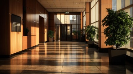 Poster - Cozy hallway featuring a single plant bringing life and freshness to the space while enhancing indoor decor and design