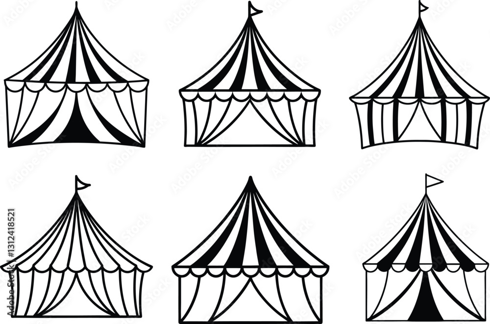 circus tent line art vector illustration Stock Vector | Adobe Stock