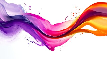 Poster - Vibrant swirls of purple, pink, orange, and bright red elegantly merge on a pristine white background, creating a visually captivating effect that draws in and holds the viewers undivided attention