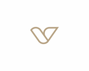 Poster - Abstract linear letter V logo. Creative bird eagle logotype. Premium falcon hawk minimalistic style icon.  illustration.