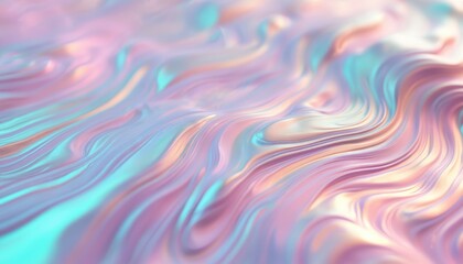 Poster - Seamless trendy iridescent foil texture. Soft holographic pastel unicorn marble pattern. Modern pearlescent blurry abstract swirl illustration. Hologram gradient for cards, banners and posters.