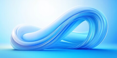 Poster - This is an abstract 3D rendering showcasing a light blue wavelike sculpture set against a softly blended gradient background, evoking a distinct sense of fluidity and modern design elements
