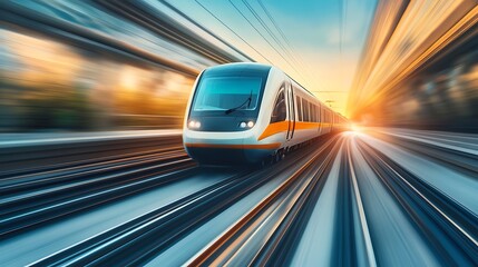 Poster -  A futuristic maglev train moving at high speed