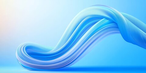Poster - This stunning abstract representation features a flowing light blue wave on a blended gradient background, creating a serene modern aesthetic that captivates the viewers imagination