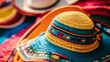 © Ira - cinco de mayo festival hat poster, bright and colorful, festive and traditional, high resolution, bold text, cheerful atmosphere, Mexican culture celebration