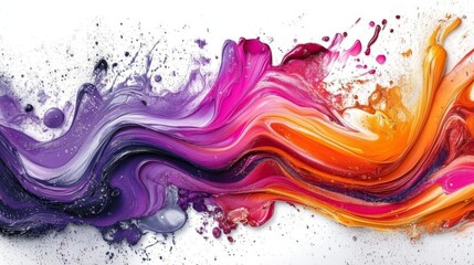 Poster - An intricate design of fluid swirls in vivid shades of purple, pink, orange, and red is beautifully set against a bright white backdrop, creating a mesmerizing artistic expression