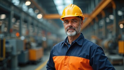 Aufkleber - Industry maintenance engineer in uniform, hard hat works at factory station. Manufacturing industrial machinery equipment ensure safety work production automation repair inspection. Tech process