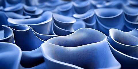 Harmonious blue shapes, abstract digital landscape rendering