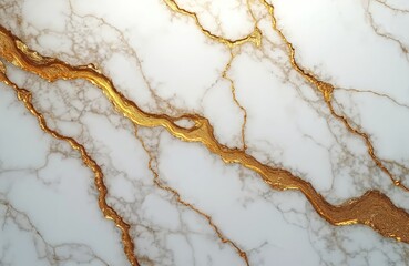 Aufkleber - Marble stone texture with gold veins background. White abstract wallpaper surface with golden cracks, grunge banner. Luxury grey floor tile detail with natural marbled shine. Interior decoration