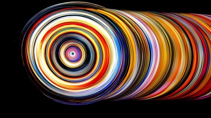 Poster - Ethereal Rings of Light, Color, and Energy on a Black Background