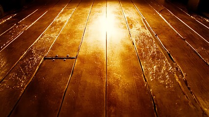 Aufkleber - Illuminated wooden flooring showing textures and grain details abstract