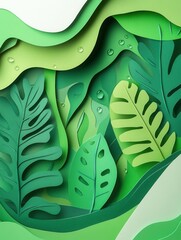 Poster - Lush green trees and delicate leaves create a vibrant eco friendly design celebrating nature’s beauty and sustainability