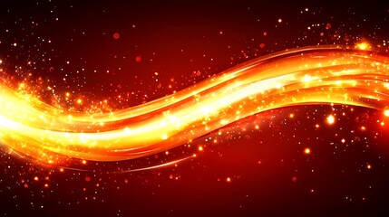 Poster - abstract fiery wave effect on a deep red background, light stream