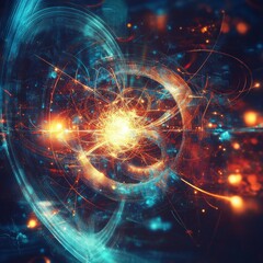 Poster - Abstract Energy Core: A Fusion of Light and Particle Streams in a Cosmic Dance