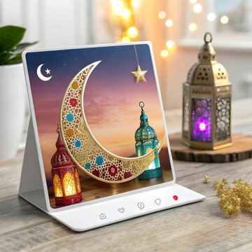 A stunning 3D Ramadan Kareem social media banner template with elegant typography.