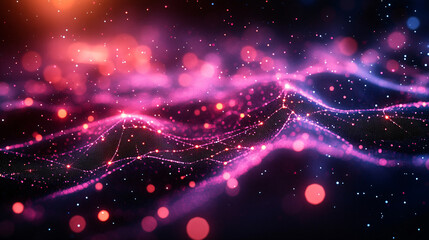 Aufkleber - Vibrant colorful background with a line of lights creating a striking visual display in an abstract ai network