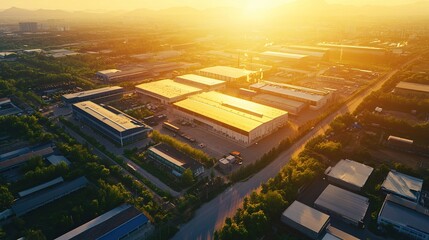 Poster - A green manufacturing facility integrating automation and circular economy principles.