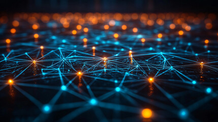 Poster - network of glowing lights illustrating business success in procurement through connectivity and mode