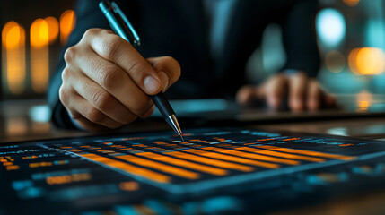 Fototapete - Individual concentrating on writing notes on a digital tablet for enhanced procurement cost optimization strategies