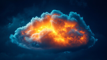 Poster - fluffy white cloud in a bright sky representing the essence of cloud computing for digital transform