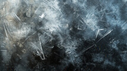 Poster - Frozen ice crystals create an abstract frost effect with subtle reflections in a soft winter aesthetic