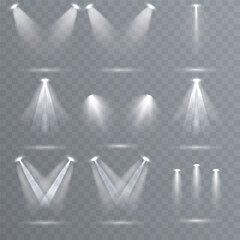 Wall Mural - realistic spotlight effects with bright glowing beams on a transparent background. a high-quality ve