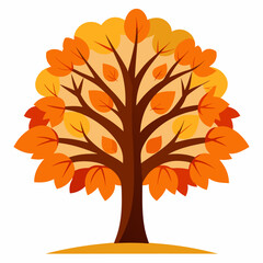 set of tree and leaf collection hand drawn flat design vector element. botanical set of bare trees a