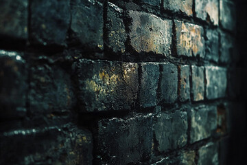 Poster - Sturdy bricks create a textured surface in an urban setting at dusk