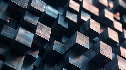 Poster - Abstract arrangement of metallic cubes showcasing a modern design element