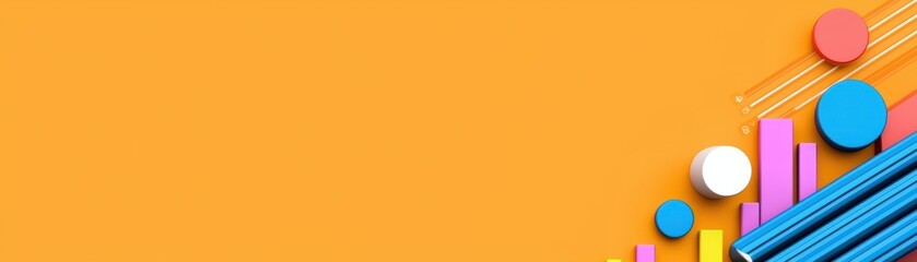 Poster - Modern Business Dashboard with Data Analytics Elements on Bright Orange Background
