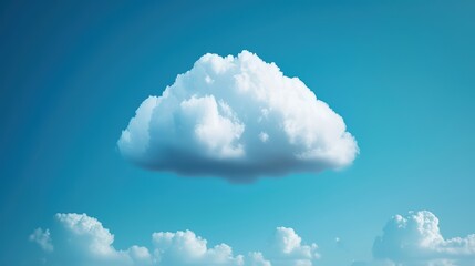 Poster - Futuristic Visualization of Cloud Computing Network in a Clear Blue Sky with Soft Clouds
