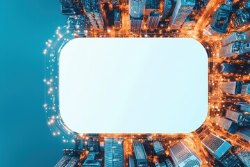 Poster - Futuristic Smart City Landscape with Enhanced IoT Connectivity and Blank Space for Customization