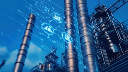 Poster - Futuristic Industrial Facility Featuring Smart IoT Technology and Advanced Data Integration