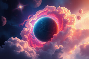 Wall Mural - unveiling mesmerizing spectacle of a celestial body being struck by a celestial crater, this awe-ins