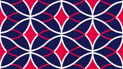 abstract geometric blue and red pattern with interlocking circles