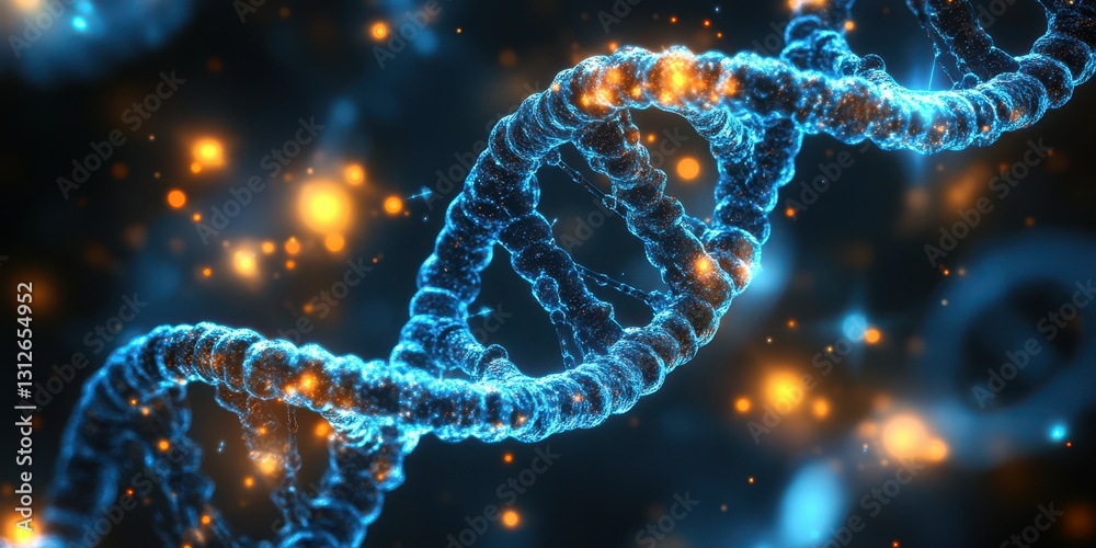 Visual representation of DNA helix highlighting structure and glowing ...