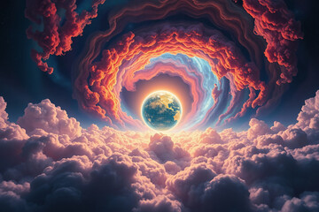 Wall Mural - wonder and exploration, portraying an imaginative depiction of an alien space environment. the brigh