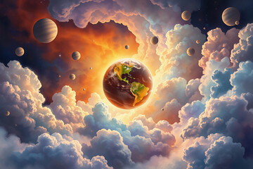 Wall Mural - wonder and exploration, portraying an imaginative depiction of an alien space environment. the brigh