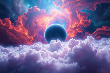 Wall Mural - wonder and exploration, portraying an imaginative depiction of an alien space environment. the brigh