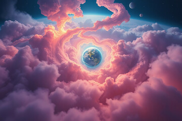 Wall Mural - wonder and exploration, portraying an imaginative depiction of an alien space environment. the brigh