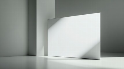 Poster - clean minimalist interior with square panel: a stark, modern interior with an empty square panel, su