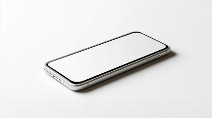 Poster - Minimalist Mockup of a Smartphone: A sleek, modern smartphone lies isolated. Capturing the simplicity and functionality of this essential device.