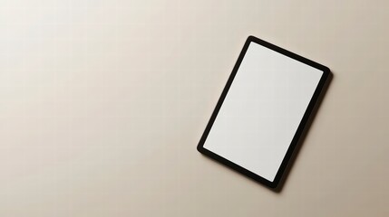 Poster - Digital Tablet with Empty Screen: A modern digital tablet with a clean, blank screen rests on a smooth surface, offering ample space for your custom content, designs, or mockups.