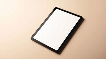 Poster - Digital Canvas: A close-up view of a sleek tablet device displaying a blank screen, providing ample space for creative design or digital content.