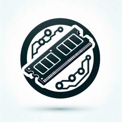 RAM stick, random access memory on white background, logo, icon for pc repair service 