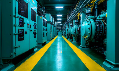 Poster - Industrial Machinery in a Modern Factory Environment with Equipment