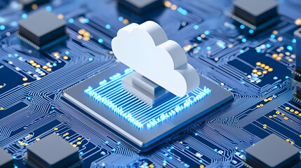 Poster - Cloud Computing Concept with Circuit Board Background and Processor