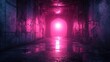 © afif - Neon tunnel, rain, wet floor, mysterious, urban scene, use in an advertising campaign for games or movies