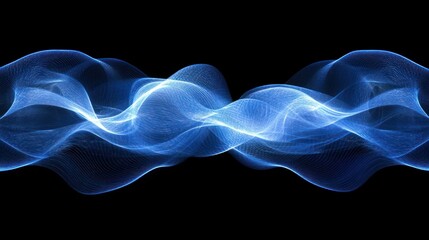 Poster - Abstract Blue Wave Energy Flow Digital Art